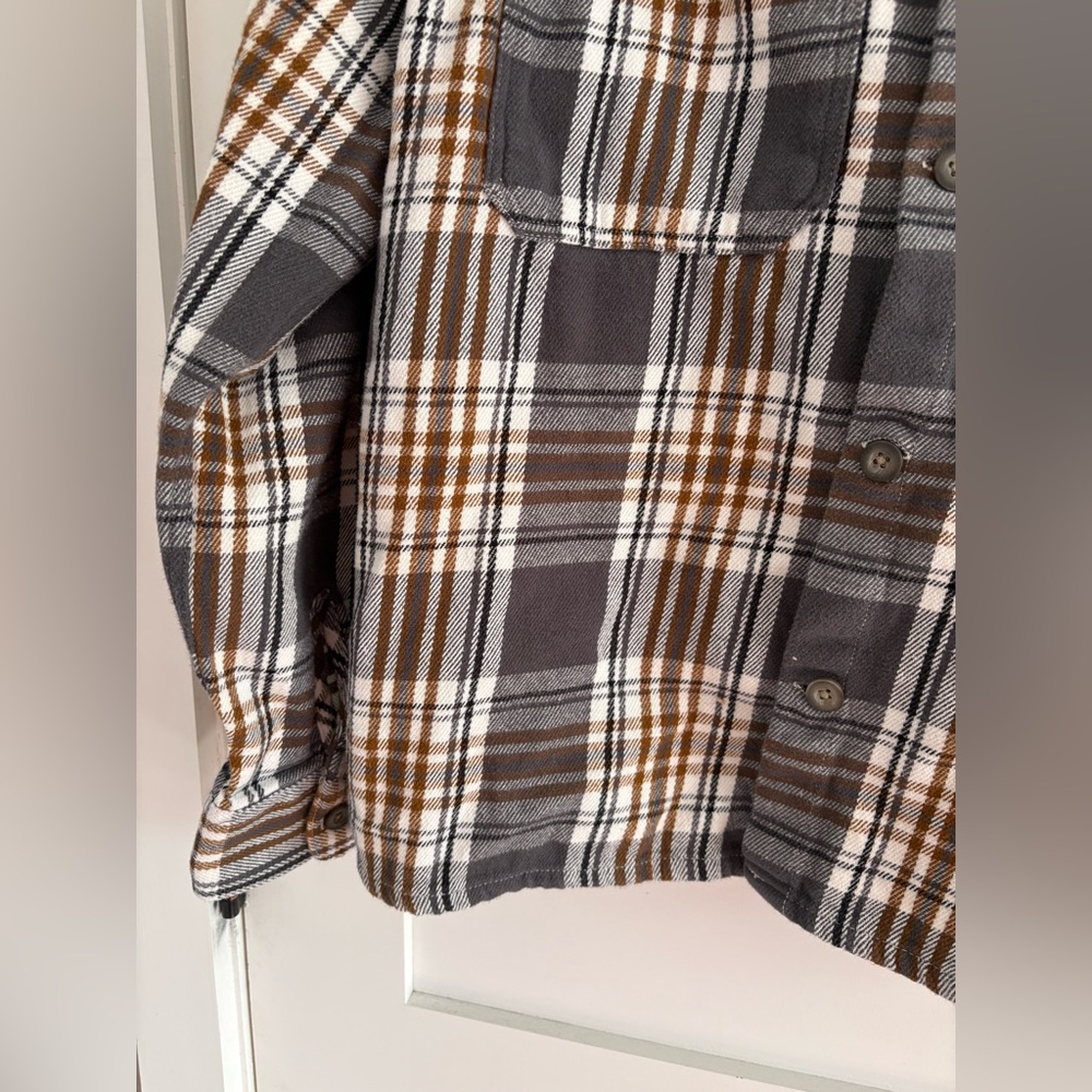 Only & Sons Grey & Brown Plaid Flannel Shirt Jacket size XL - Picture 5 of 7